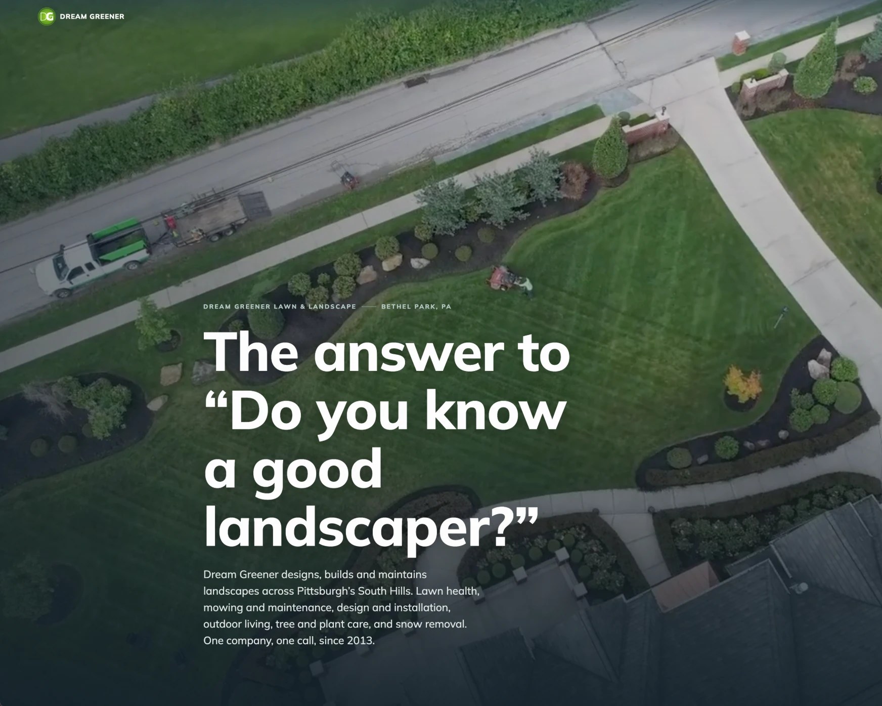 Dream Greener Lawn & Landscape referral partner microsite designed by Plaine Studios